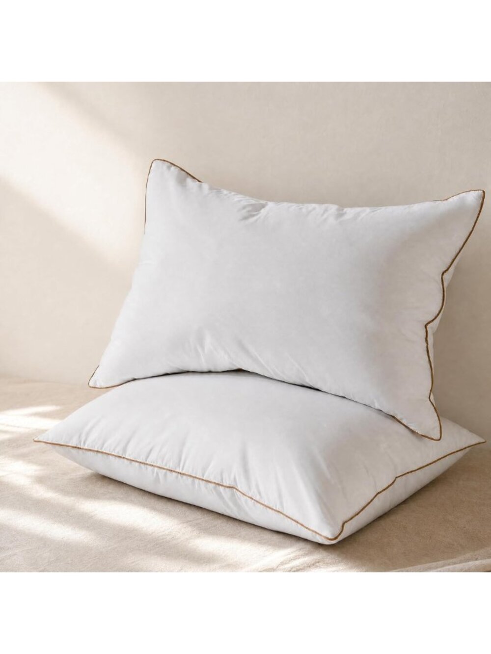 Cozy Queen Size Goose Feather Down Pillows Set of 2 - Soft & Supportive Comfort